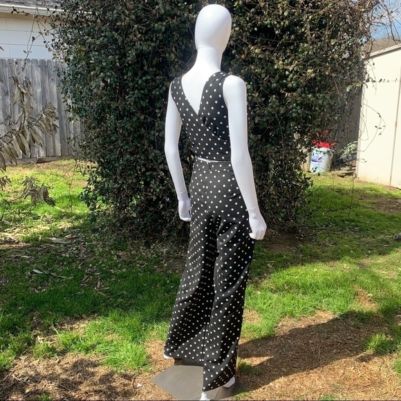💋NWT CALVIN Klein PolkaDot Cross Back Wide Leg Jumpsuit Size 10 - Picture 6 of 13